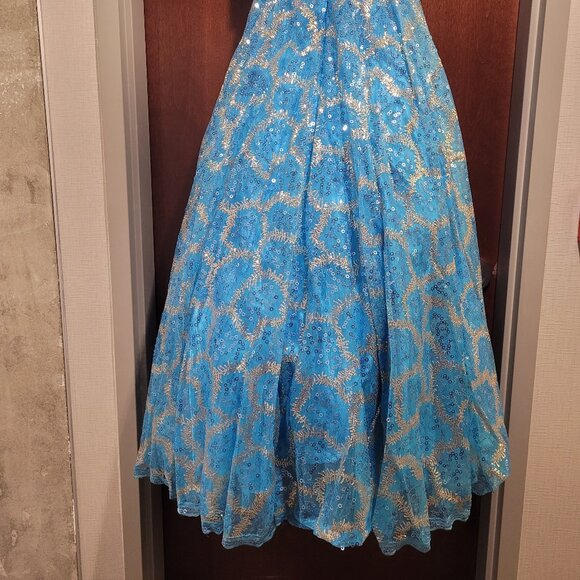 Tony Bowls 112547 Turquoise Sequin Size 2 Prom Dress - Picture 8 of 8